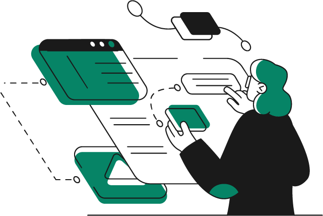 vector illustration - woman working on a work project