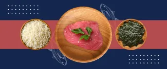 An assortment of sushi, rice, and seaweed.